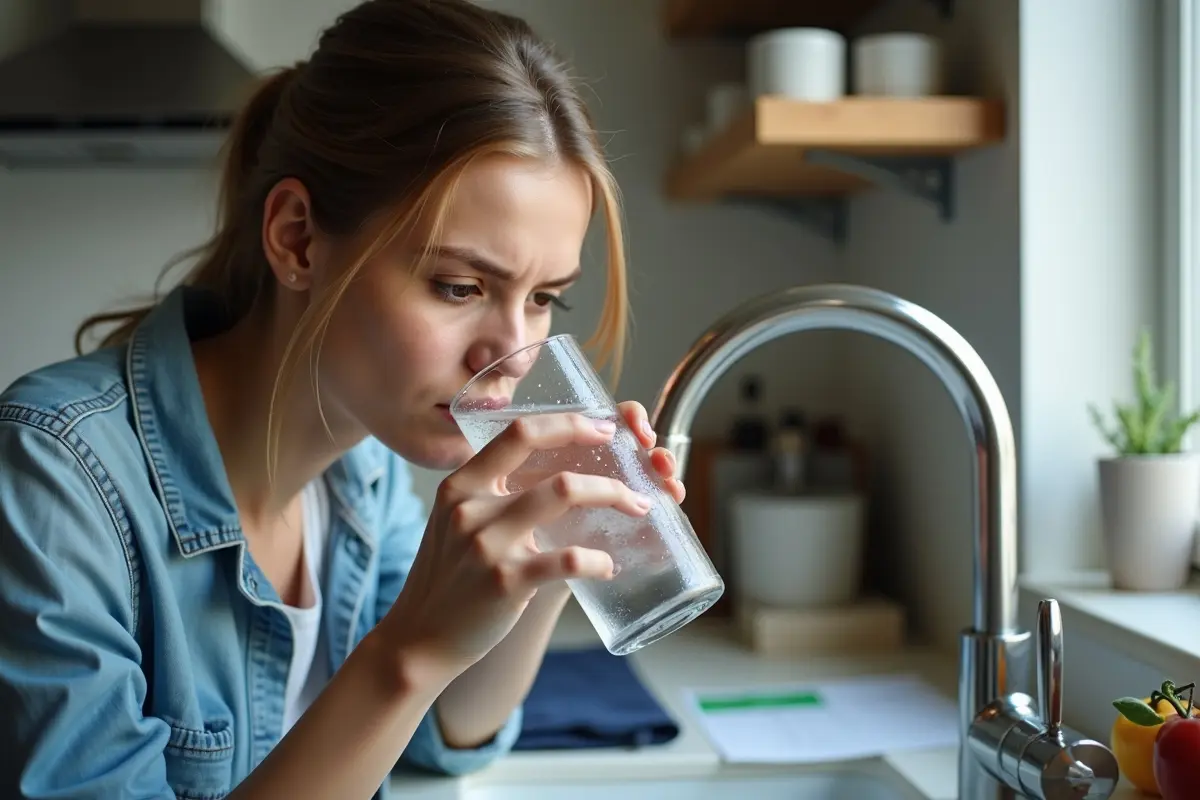 person drinking tap water