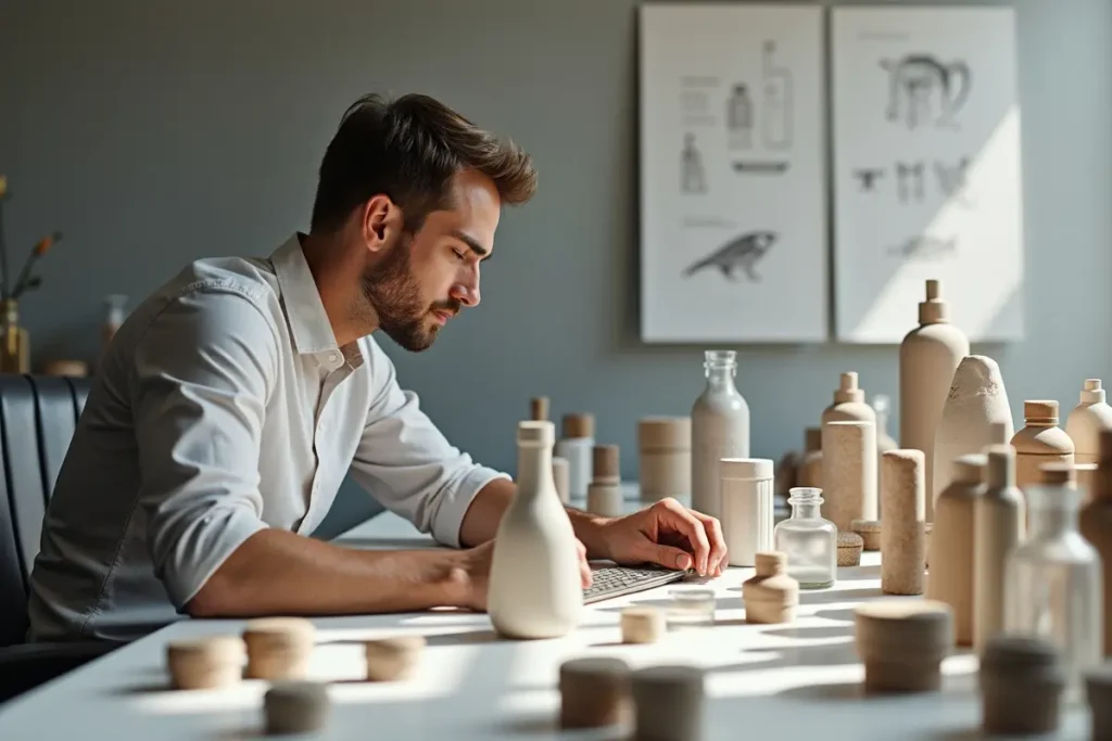 designer choosing product closure that shapes shelf life and brand identity