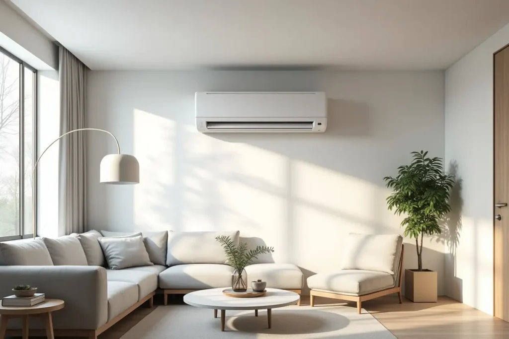 modern air conditioning system installed in living room