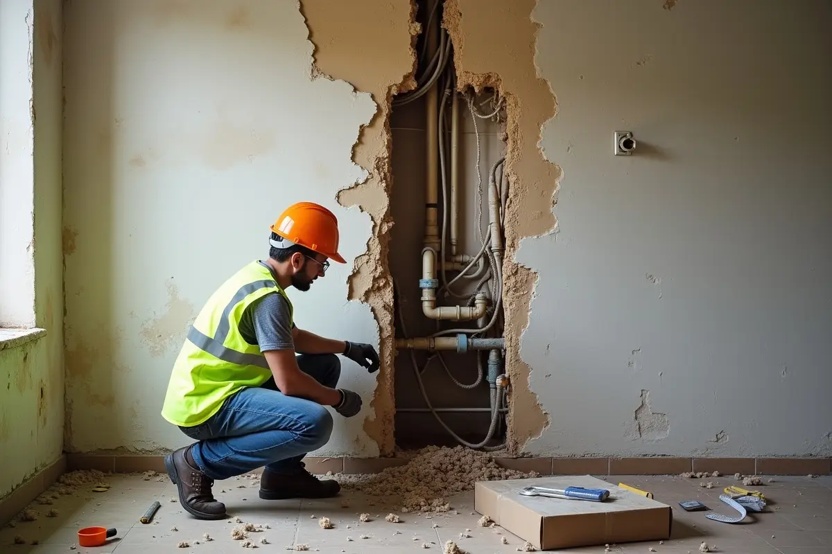 contractor restoring property after major plumbing excavation damage