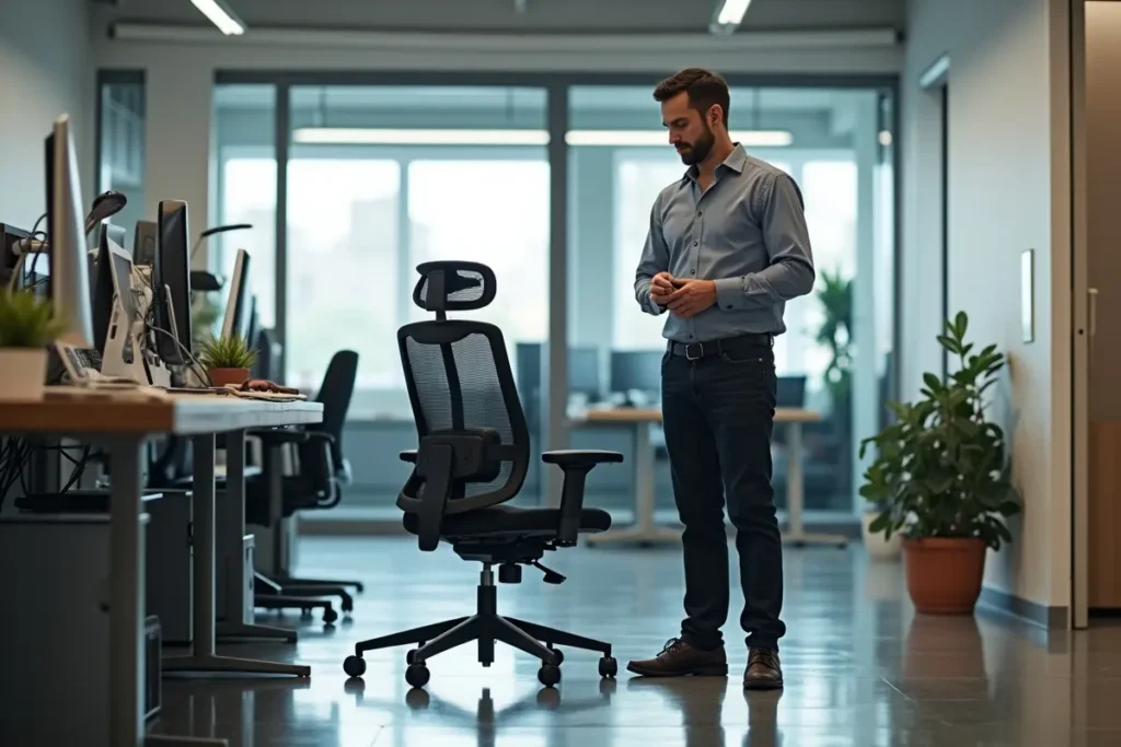 office worker practicing safe habits to reduce workplace injury risks