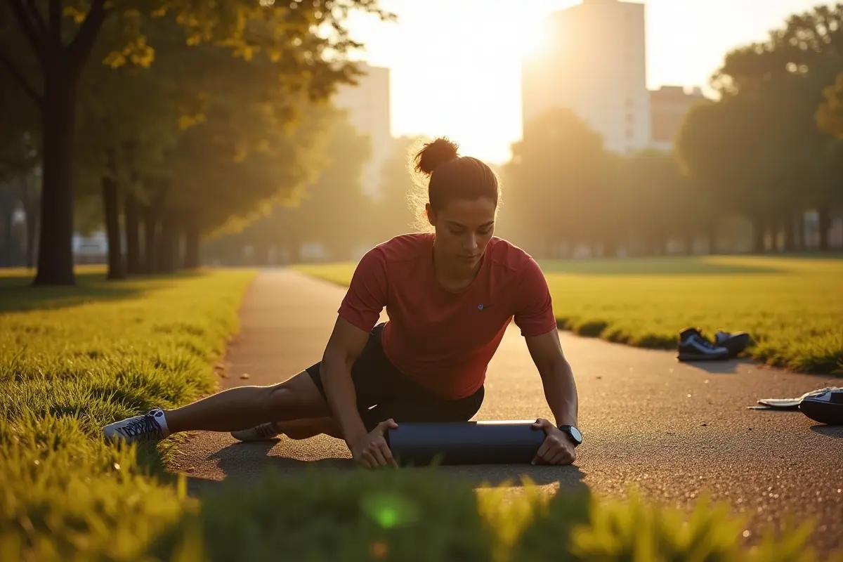 athlete using active recovery techniques after an intense workout session