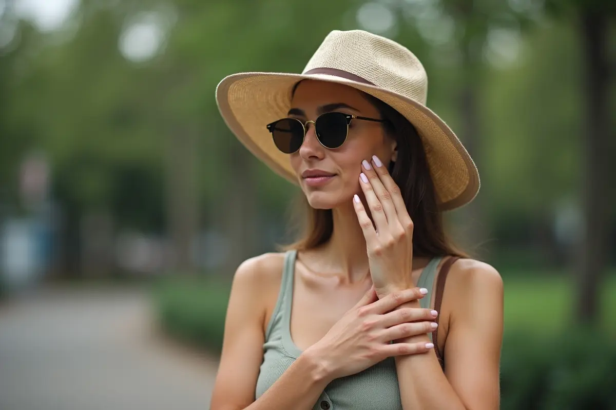 person protecting exposed skin from harmful summer sun exposure